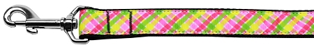 Lemondrop Plaid Nylon Dog Leash 5/8 inch wide 4ft Long